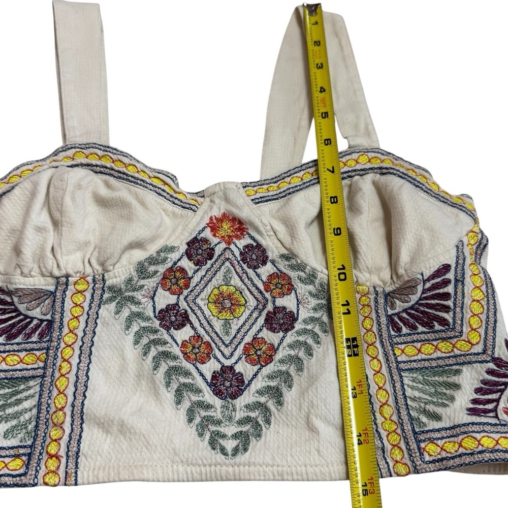 Free People Datura Floral Embroidered Crop Corset Top Boho Hippie Festival S - Picture 11 of 11